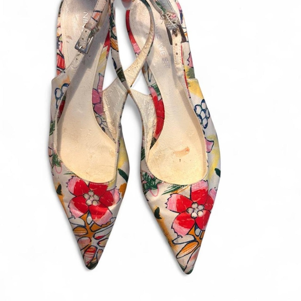 Floral slingback kitten heels